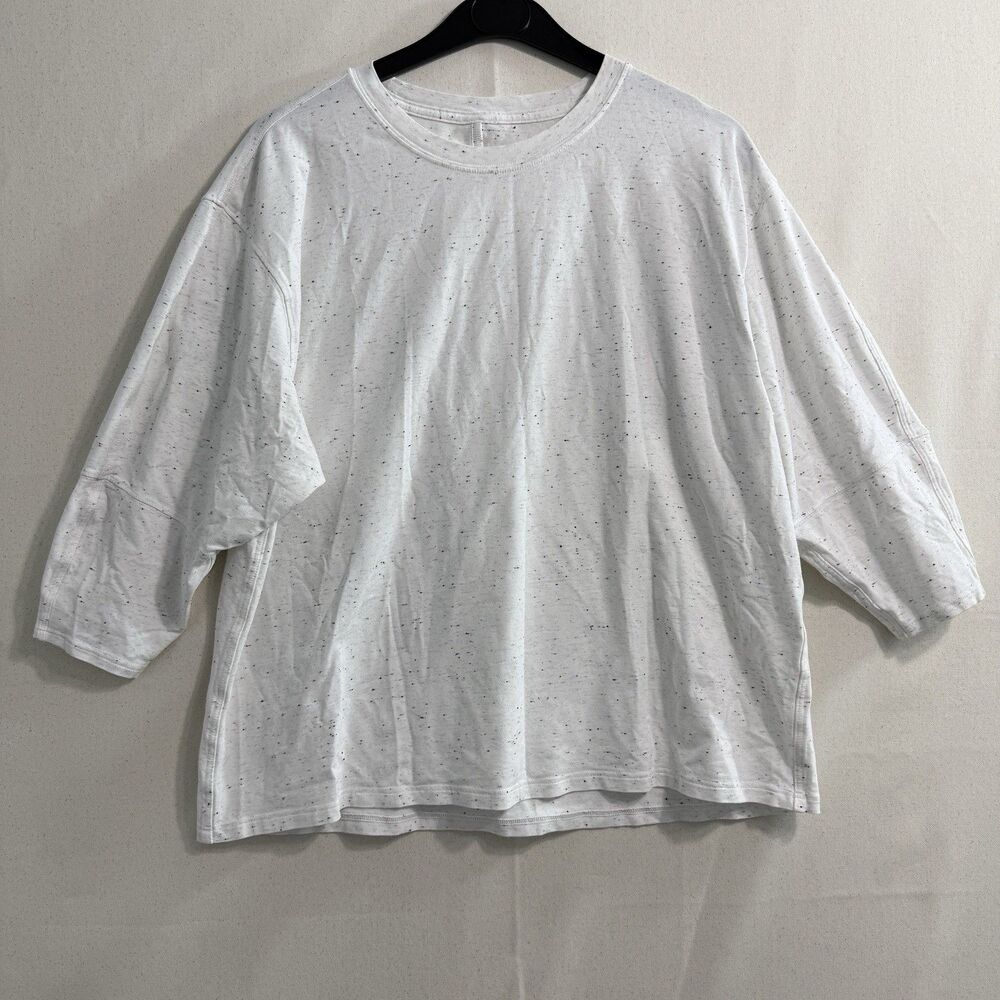 Lululemon LA 3/4 Sleeve Crewneck Shirt Confetti Black White Size 6